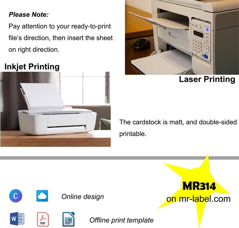 MR-LABEL 800 Name Badge Inserts 3.5x2.25 in, 230GSM Premium Insert Badge Refill, Two-Sides Printable Card Stock, Micro-Perforated, Compatible with Inkjet/Laser Printer - Image 5